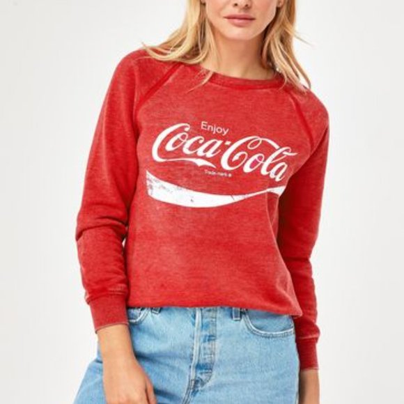 Coca Cola Tops - Vintage Coca Cola Oversize Fit Red Spell Out Drink Logo Crewneck Sweatshirt P857
